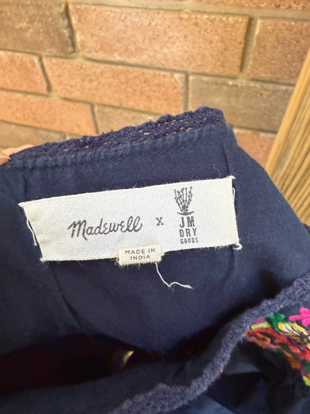 Madewell Navy Dress with Bright Multicolor Embroidery Size XS - Picture 2 of 6